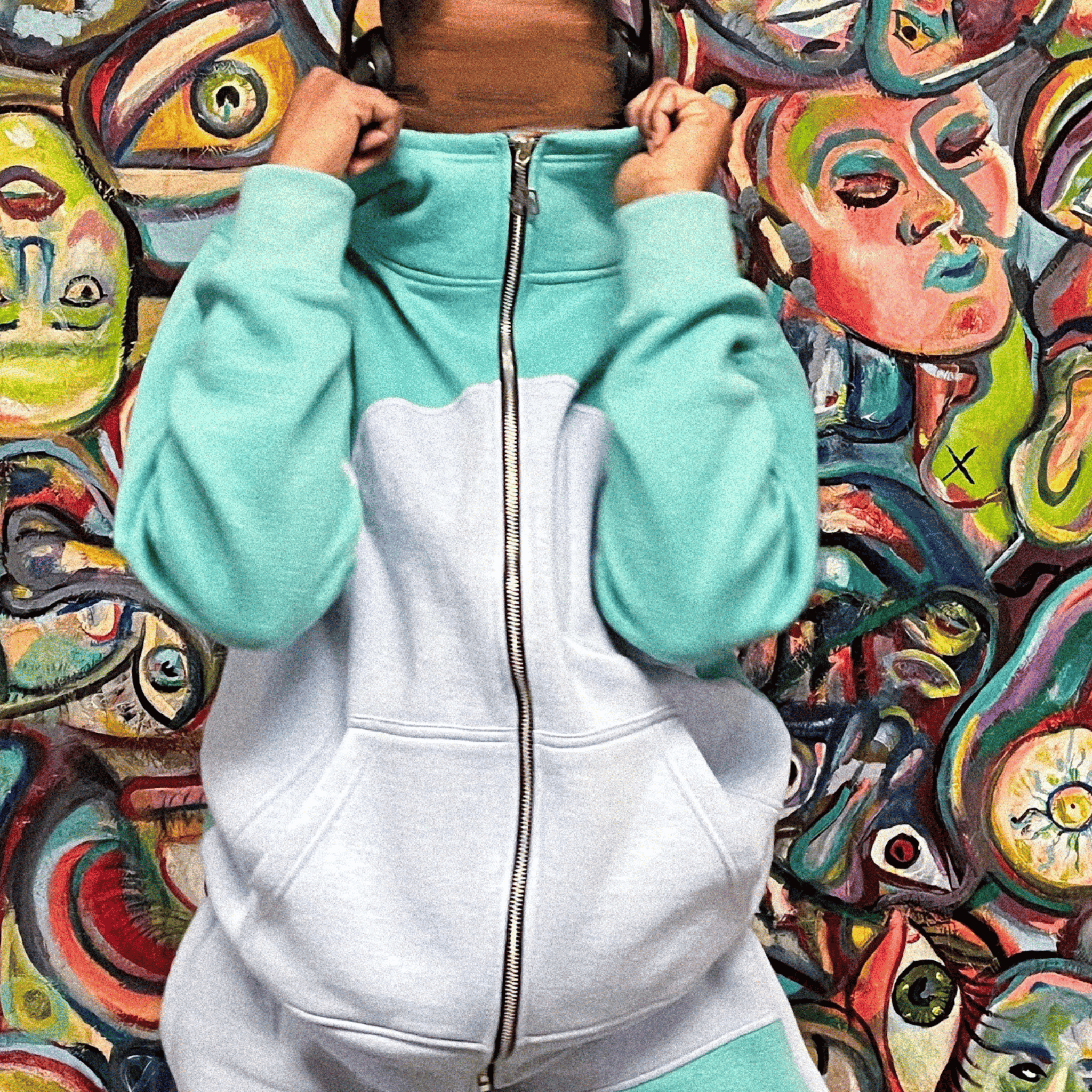 PHOENIX ZIP UP HOODIE TEAL